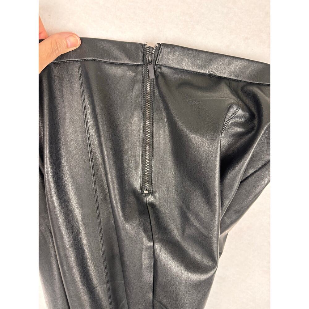 Zara Vegan Leather Leggings Womens Medium Black High Rise Slim Fit Moto Clubwear - Picture 7 of 7